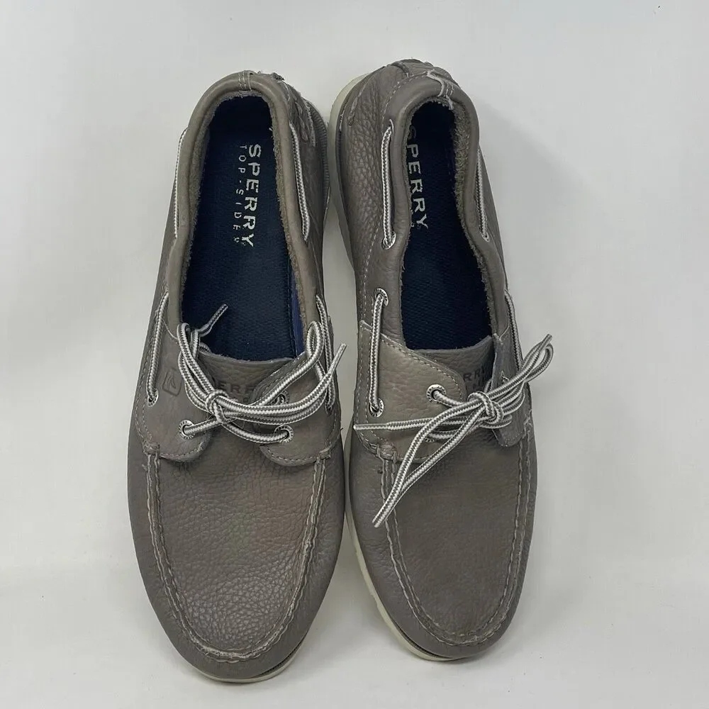 Sperry Top Sider Leeward Boat Shoes Mens 12 M Gray Leather 2 Eye Moccasins